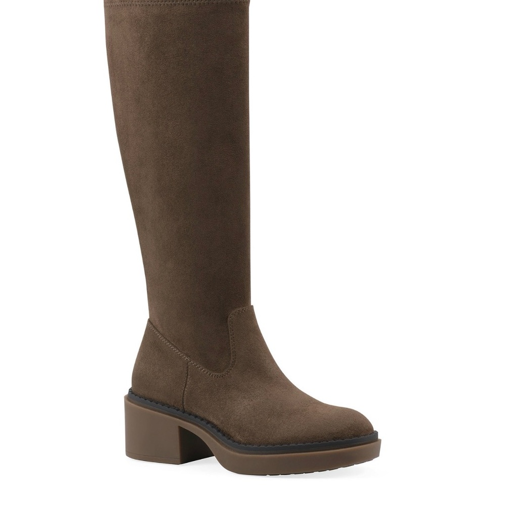 NEW White Mountain Marcella Womens Dark Taupe Tan Suede Tall Shaft Boots Size 6